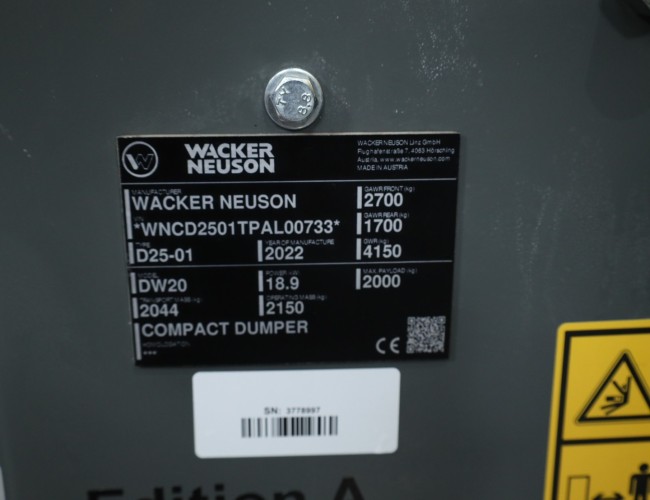 2022 Wacker Neuson DW20 Swivel Dumper VV1260 | Dumper | Wieldumper