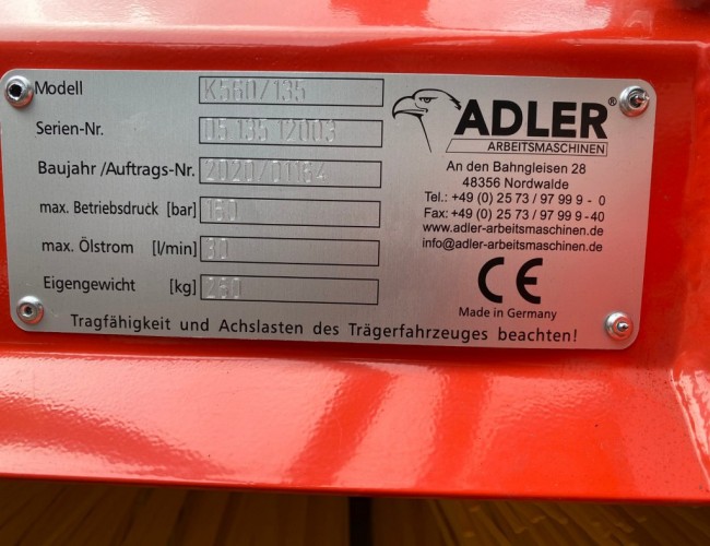 2025 Adler K560 135cm Veegmachine ADV1128 | Aanbouwdelen | Veegmachine / Borstel