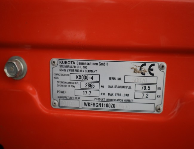 2019 Kubota KX030-4 VK9923 | Graafmachine | Minigraver